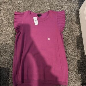 Ann Taylor Fuchsia Ruffle Sleeve Blouse